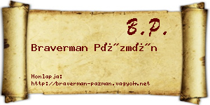 Braverman Pázmán névjegykártya